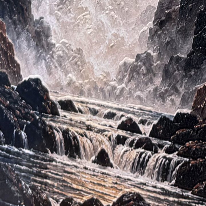 Detalle del relieve: Rocas y agua